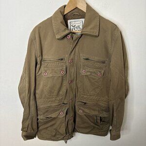 FCUK Men M Cargo Tac Jacket Coat Army Green Canvas Utility